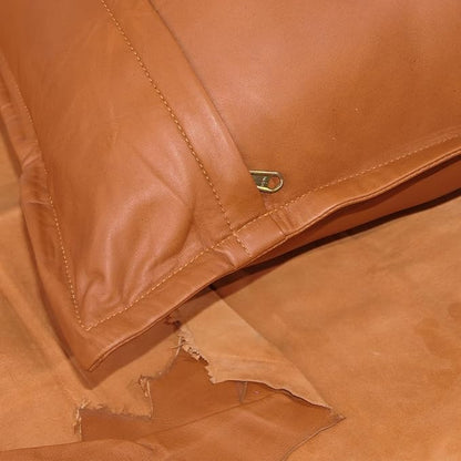LL LEATHER LOVERS Lambskin Leather Pillow Cover - Sofa Cushion Case - Decorative Throw Covers for Living Room & Bedroom, 18x18 Inches - Camel Antique Box Pack of 2