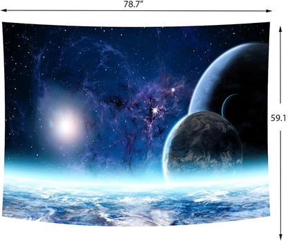 Delur Planet Galaxy Tapestry Universe Starry Sky Cosmic Outer Space Tapestry Wall Hanging Milky Way Psychedelic Nebula Headboard for Bedroom Living Room Home Decor (59.1" x 78.7")