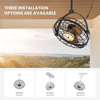 CROSSIO 23'' Outdoor Ceiling Fans with Lights, Gazebo Fan Wet Rated Remote&APP Control, Dimmable Hanging Fan with Plug in Cord for Patio Pergola