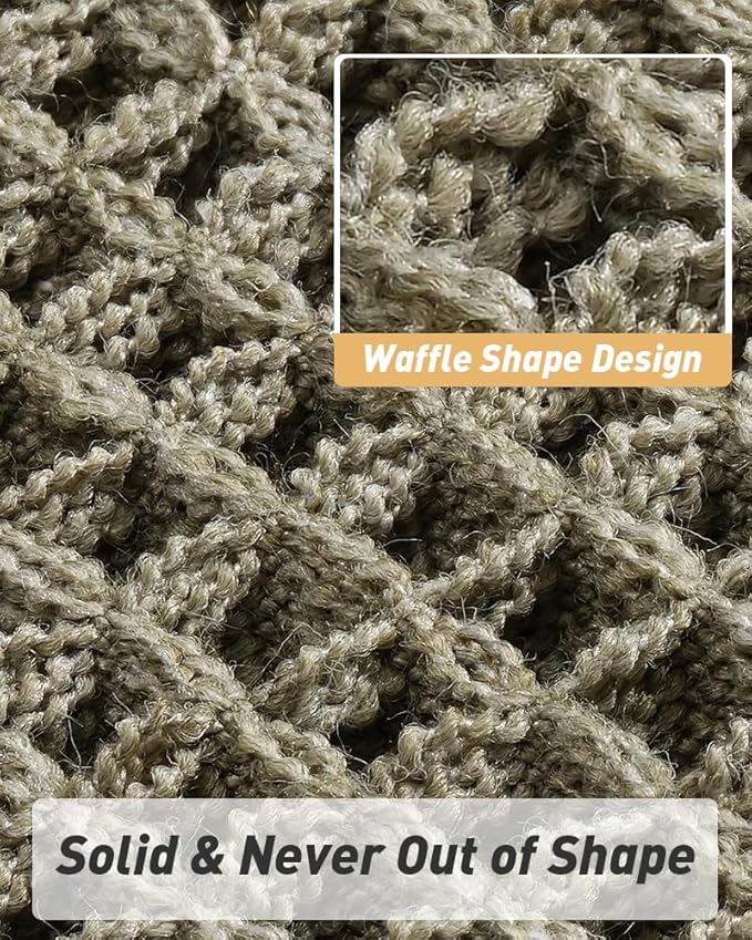 AMOAMI Upgraded Waffle Runner Rug, Super Absorbent Non Slip Bath Mats for Bathroom Floor, Machine Washable Bathroom Runner Rug with Tassels, Ideal for Hallway Bedroom Laundry Room, Green, 2'x 4'