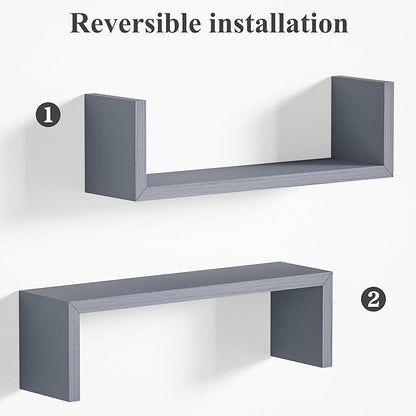 SRIWATANA Floating Shelves for Wall, Wall Shelves for Bathroom, Bedroom, Living Room, Kitchen, Office, Wood Shelves for Home Decor Set of 5 (Weathered Grey)