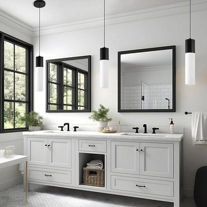 Pendant Lights Kitchen Island 3 Pack 12W Led Pendant Light with Milky White Lampshade, 1-Light Dining Light Fixture Ceiling Light Hanging in Black Finish, E12 LED Bulbs Included, 3000K-6000K
