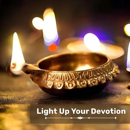 Shubhkart Premium Brass Kuber Deep Diya Set of 6 – Handcrafted Oil Lamps for Home Temple Décor, Yoga, Festive Rituals, Wedding Ceremonies & Spiritual Gifting with Elegant Brass Shine & Classic Design