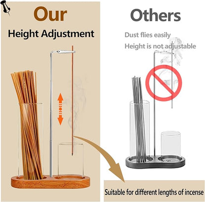 2 in 1 Incense Holder for Sticks(HeightAdjustable), Anti-Ash Flying Insence-Sticks Burner withGlass Incense Holder Organizer for Meditation Yoga SpaHome Decor Sage