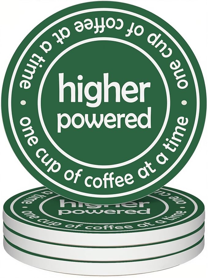 zcyhtqp, One Cup of Coffee at a Time, Funny Absorbent Round Ceramic Stone Coasters Set of 4 with Cork Base, Funny Coffee Coasters, Gifts for Home, Kitchen, Office Table Décor