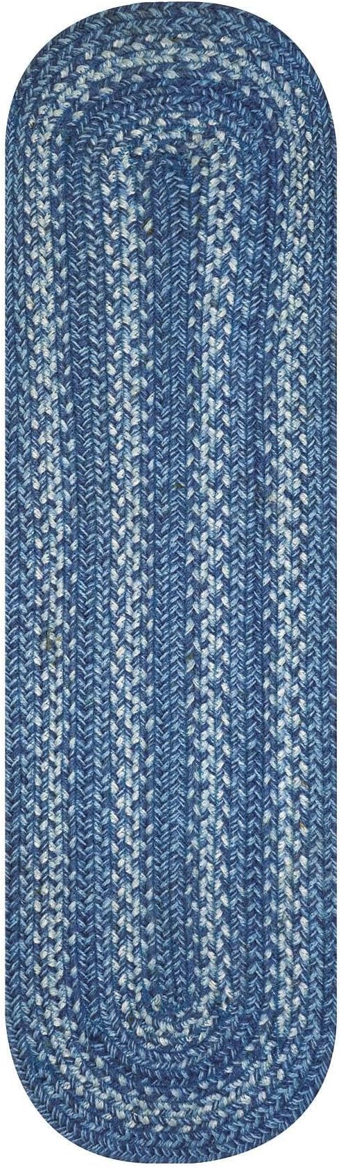 Homespice Denim Jute Braided Table Runner, Coastal Blue Decor, Set of 2, Blue Oval 8x28 - Rich Colors, Easy to Clean, Durable and Protects Furniture