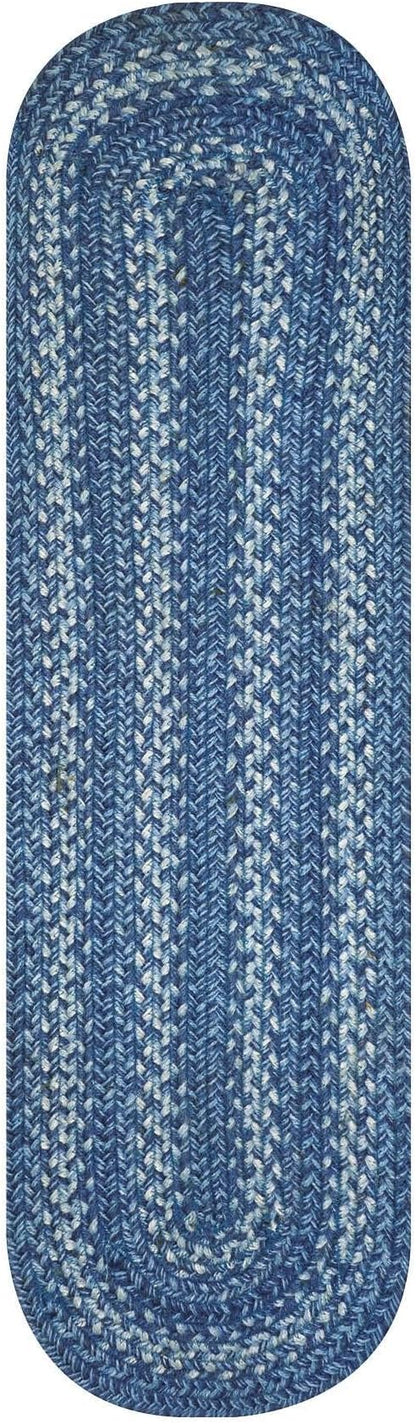 Homespice Denim Jute Braided Table Runner, Coastal Blue Decor, Set of 2, Blue Oval 8x28 - Rich Colors, Easy to Clean, Durable and Protects Furniture