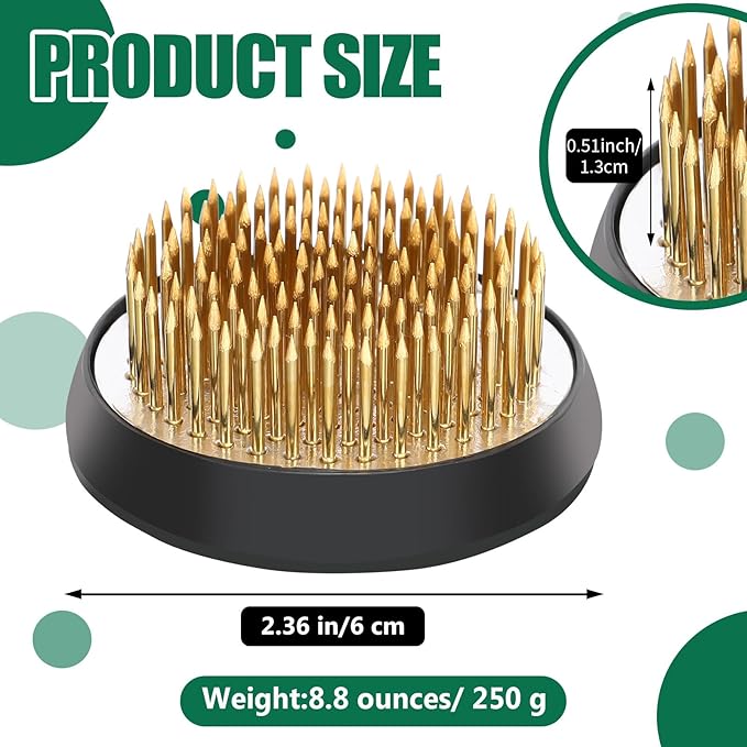 Sliner 16 Pieces Floral Frogs 2.36 Inch Round Brass Flower Holder Japanese Ikebana Vase Kenzan Flower Flower Arranger Flower Fixed Tools Pin for Flower Arrangement Home DIY Craft