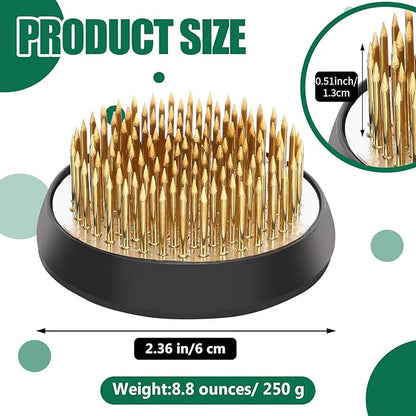 Sliner 16 Pieces Floral Frogs 2.36 Inch Round Brass Flower Holder Japanese Ikebana Vase Kenzan Flower Flower Arranger Flower Fixed Tools Pin for Flower Arrangement Home DIY Craft