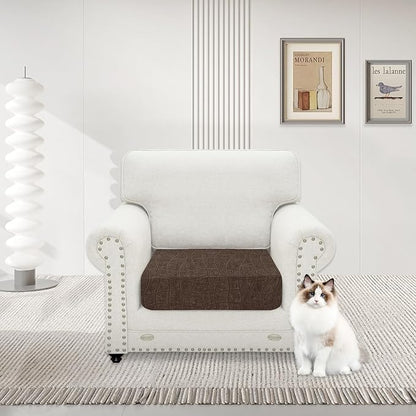 MAXIJIN Waterproof Couch Cushion Covers Stretch Sofa Seat Slipcovers Washable，Sectional Outdoor Cushion Covers with Elastic Bottom for Dogs Pets Kids (1 Pc Cushion Cover, Light Coffee)