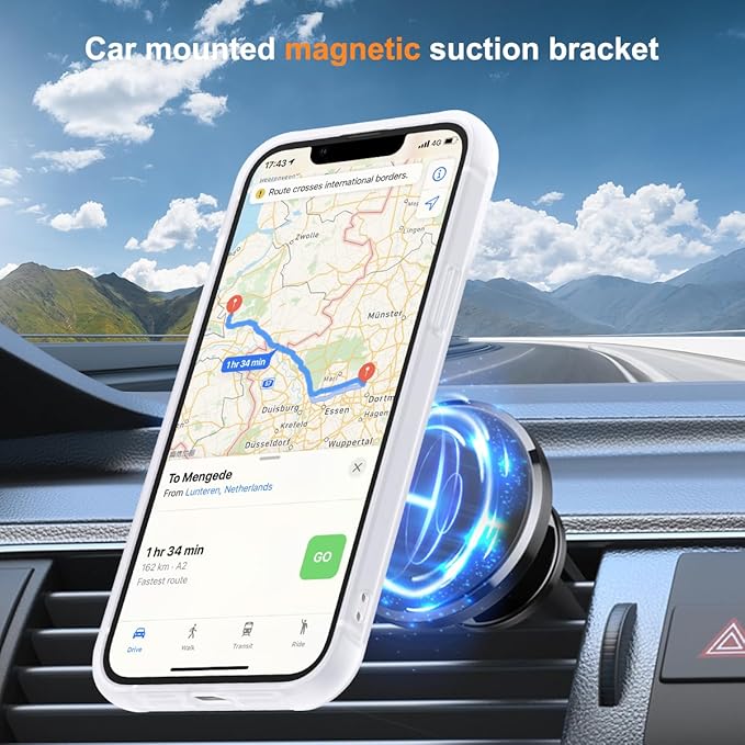Compatible with iPhone 14 Plus Case with Invisible Magnetic O-Ring Stand Military-Grade Phone Case for iPhone 14 Plus 6.7" [Compatible with Mag-Safe][Great Grip Feeling],Translucent