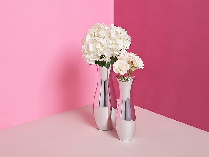 Nambé Stryker Vase – 9 Inch Sculptural Alloy Vase with Hourglass Curves, Modern & Elegant Feminine Silhouette for Flower Arrangements & Decorative Table Display – Stylish Home Accent Décor