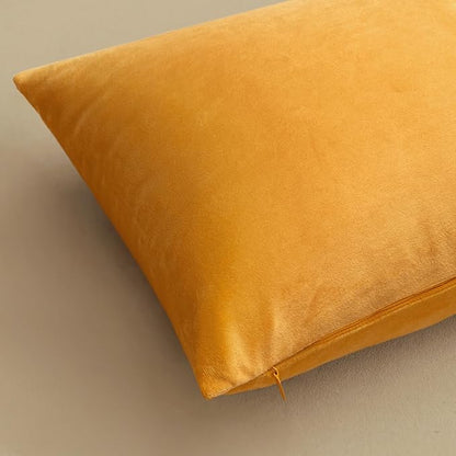 MIULEE Velvet Throw Pillow Covers 18x18 Inch, Pack of 2 - Gold, Soft Solid Decorative Pillow Covers Cushion Cases Modern Luxury Home Decor for Couch Sofa Bedroom Livingroom