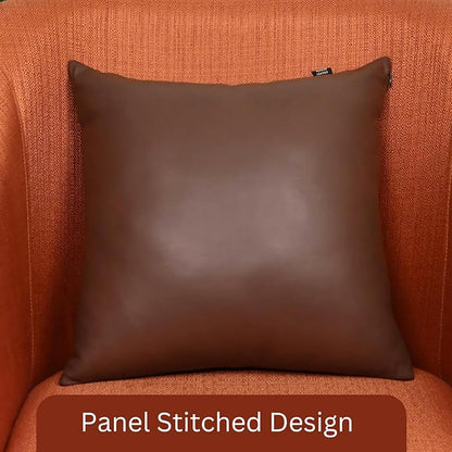 LL LEATHER LOVERS Lambskin Leather Pillow Cover, Hand Panel Stitched Leather Decorative Throw Pillow Covers for Couch Sofa Bed Living Room Garden (18x18 Inches, Dark Brown Pack of 1)