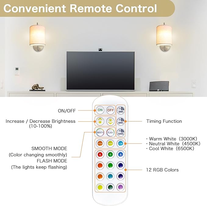 Rechargeable Battery Operated Wall Sconces Set of 2 Wireless Wall Lights with Remote Control 12 RGB Colors Magnetic Bulbs 5200mAh Battery Wireless Sconces for Bedroom Living Room (Silver)