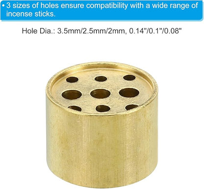 PATIKIL Incense Holder, 2 Pack Brass Incense Cone Burner Stick Holder with 9 Holes Incense Stand Base for Yoga Spa Room Home Office, 0.8" Dia. 0.6" Tall