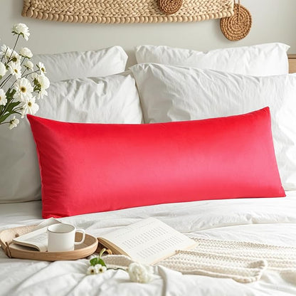 Artscope Luxury Velvet Lumbar Pillow Cover Super Soft Decorative Rectangle Pillowcases Soft Solid Cushion Cases for Couch Sofa Bedroom Car Decor 14x36 Inch Red
