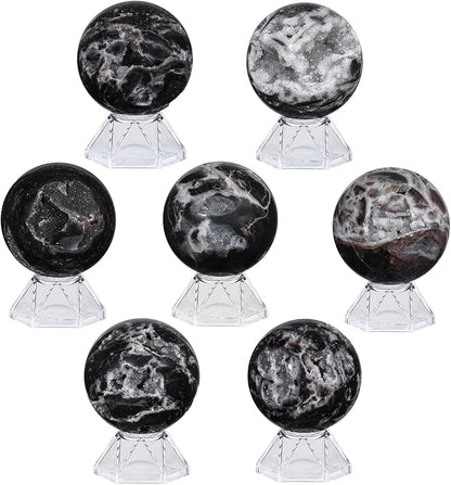 Natural Sphalerite Crystal Ball with Acrylic Display Base, 51-60mm Polished Stone Feng Shui Crystal Sphere Meditation Decoration for Home & Office