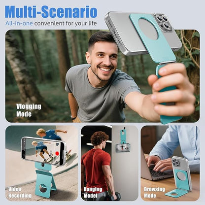 Magnetic Tripod for iPhone, Aluminium Phone Tripod Stand Compatible with Magsafe iPhone 17/16/15/14/13/12 Series, Foldable Strong Magnetic Phone Stand & Travel Essentials Accessories