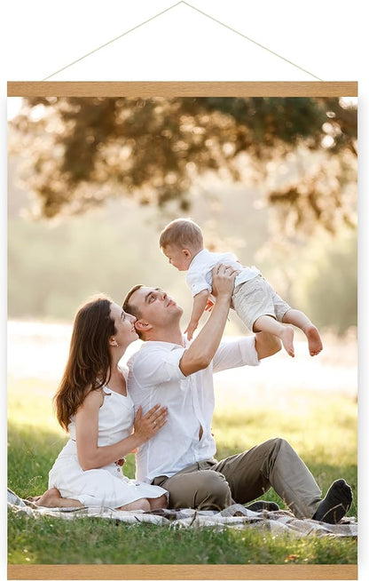 SZDHHH Custom Photo Prints with Magnetic Hanger Frame Canvas Poster Prints With Your Photos Personalized Hanging Poster Pictures Wall Art Decor Framed for Home Decor Gifts Keepsakes (16" Lx12 W)