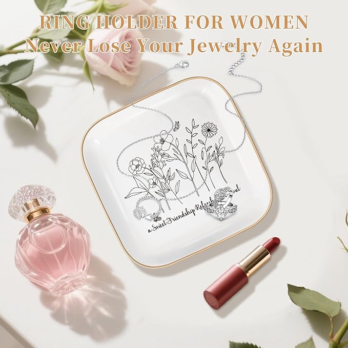 Christian Jewelry Dish Gifts for Women,Personalized Confirmation Jewelry Tray Gifts for Teen Girls，Baptism Gifts for Girl with Bible Verse for Birthdays Christmas (Friendship)