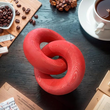 Wood Knot Décor-2 Link Wooden Chain Link Home Decor,Coffee Table Decor Book Shelf Decor Accents Art Decor Living Room Decor Items (Red), 19cm*15cm, SDJ-WD-2L US FBA