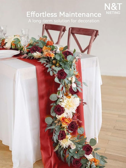 N&T NIETING Artificial Flowers, 25Pcs Fake Flowers Foam Roses with Stems Perfect DIY Wedding Bouquets Centerpieces Bridal Shower Party Valentine's Day Home Flower Arrangement Decorations, Dark Red