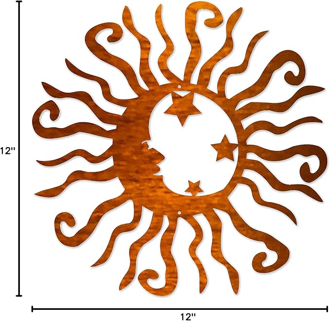 Riverside Designs Wacky Solar Moon Metal Wall Art Steel Outdoor Decor | Heavy-Duty and Waterproof | Made in USA (Copper, 36L x 36W)