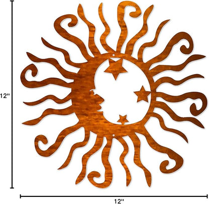Riverside Designs Wacky Solar Moon Metal Wall Art Steel Outdoor Decor | Heavy-Duty and Waterproof | Made in USA (Copper, 36L x 36W)