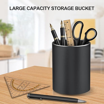 Pen Holder Pencil Holder for Desk, Metal desk pen holder, Makeup Brush Holder, pencil cup, pen organizer for desk, for Office, School, Home, and Kids 3.9×3.14inch (Black)