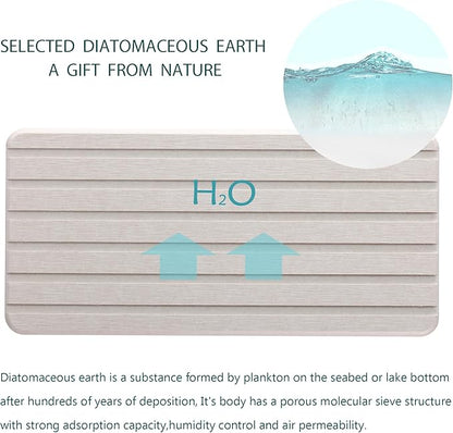 2 PCS Water Absorbent Diatomite Coasters Rectangle, Grooved Design, Water Absorbing Stone Used for Hand Soaps & Plants & toiletries in The Modern Home