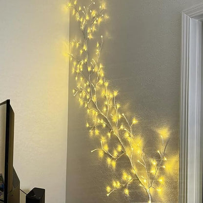 Enchanted Willow Vine Lights with Remote, Christmas Swags Decorations Indoor Room Decor, 18 Branches 144 LEDs Lighted Willow Vine Lights for Walls Bedroom Home Decor, White Branch