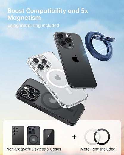 SYNCWIRE for MagSafe Ring Phone Holder, 360° Rotation Magnetic Cell Phone Grip Dual-Sided Magnets Phone Ring Kickstand Compatible with iPhone 17 16 15 14 13 12 Pro Max MagSafe, Android, Samsung etc.