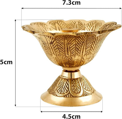 Shubhkart Solid Brass Engraved Floral Oil Lamp Diya for Puja & Other Religious Rituals|Deepak|Home Décor, Office & Temples | Festive Gifts