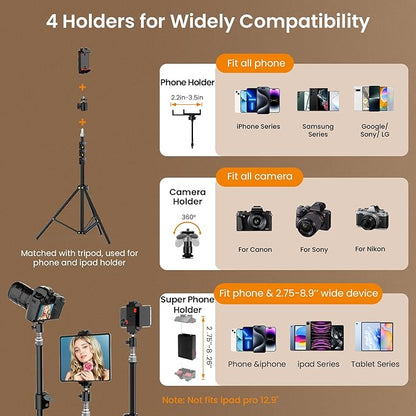 18" Large Ring Light with 60" Tripod Stand for iPhone, Portable Foldable Bi-Color 2500-6500K LED Big Ringlight for iPad with Bluetooth Remote Video Recording YouTube TikTok Photography Makeup
