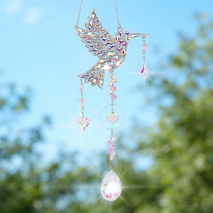 Hummingbird Gifts for Women, Hanging Crystal SunCatcher Indoor Window, Mothers Day Birthday Housewarming Gifts for Mom Grandma Friends Bird Lovers, Hummingbird Sun Catcher Outdoor Garden Home Decor