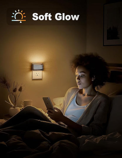 JandCase LED Night Light, [4 Pack]Night Lights Plug into Wall with Dusk to Dawn Sensor, Dimmable Plug in Night Light, Adjustable Brightness, 3000K Soft White Nightlight for Bedroom Bathroom Hallway