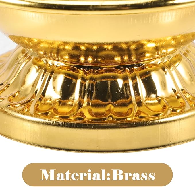 BESTOYARD Retro Brass 4-Inch Oil Lamp - Solid Brass India Oil Lamp Pyali Adjustable Wick, Indoor Use, Temple Worship, Home Decor, Buddha Candle Holder
