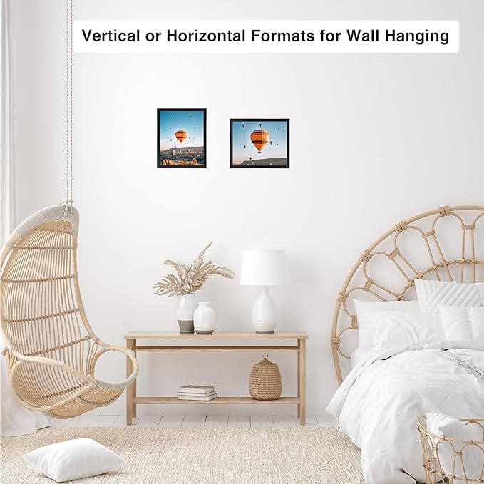 4x5 Picture Frame Set of 2 for Wall Hanging or Tabletop, Wall Mounting Horizontally or Vertically, 4 x 5 Wall Gallery Poster Photo Frames for 4 by 5 Photo, 2 Pack, Black