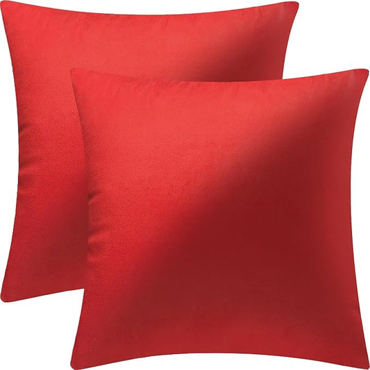 2 Pack 18x18 Pillow Cover Velvet Pillow Covers, Square Throw Pillow Covers for Living Room Decorations Throw Pillow Case, Throw Pillow Cover Cushion Cover for Sofa Bedroom Car, Red Velvet