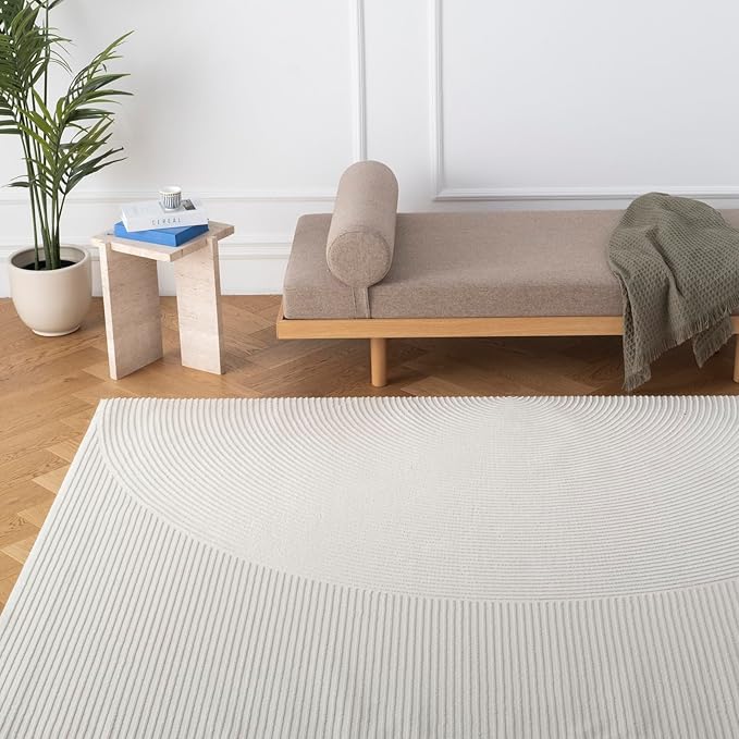 Revival Rugs Record 10'6" x 14'3" Washable Area Rug for Living Room Bedroom - 100% Recycled Oeko-TEX Certified, Medium Pile, Beige, Cream