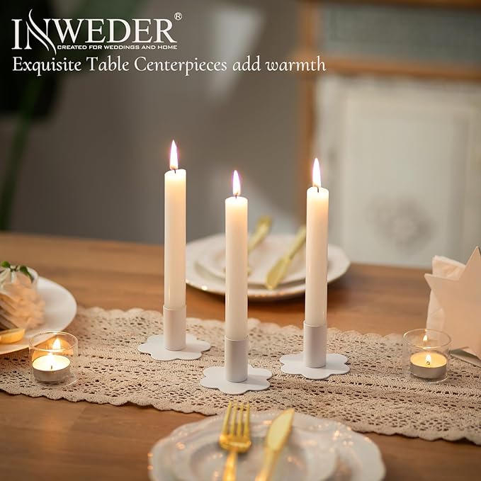 Candlestick Holders Taper Candle Holders: 6Pcs White Candle Holder for Table White Candlestick Holders Candle Sticks Holder Decor Home Flower Candle Holder Wedding Cute Small Candle Holders