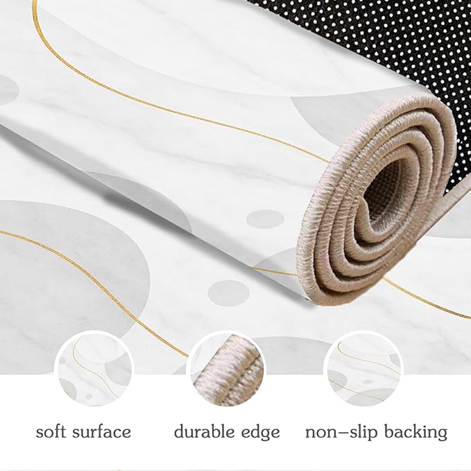 Minimalist Marble Rug - 5x6 Area Rug, Abstract Marble Area Rugs, Modern Luxury Carpet, Washable & Non Slip & Soft Rugs Home Decor