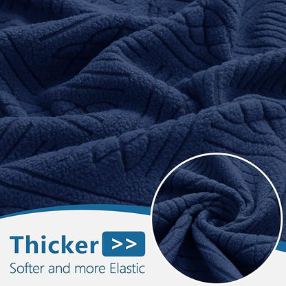 hyha Waterproof Couch Cushion Covers, Waterproof Sectional Couch Covers for Cushion Sofa for Pets, Stretch Sofa Slipcover Washable with Elastic Bottom(Back Cover L, Navy)