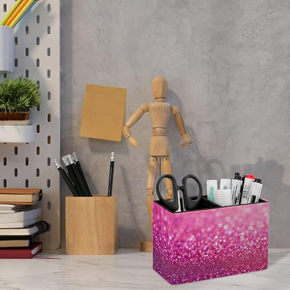 Fashion Work Table Pen Organizer Pencil Pen Holder Office Home Desk Organize Pink Glitter Pattern