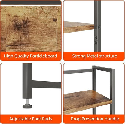 Desk Shelf with Drawer, 41.3" Desktop Organizer Shelf, Desk Hutch for Computer Monitor Max 32", 3 Tier Desktop Display Rack, Wooden Desk Top Bookshelf Storage Rack for Home Office Dorm, Rustic Brown
