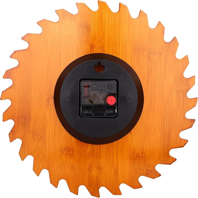 12 Inch Wood Wall Clock with Circular Saw Blade Dial, Handsaw and Hammer Pointer,Great Decor for Farmhouse,Garages and Man Cave