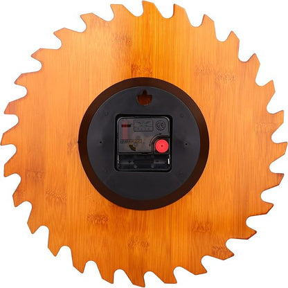 12 Inch Wood Wall Clock with Circular Saw Blade Dial, Handsaw and Hammer Pointer,Great Decor for Farmhouse,Garages and Man Cave