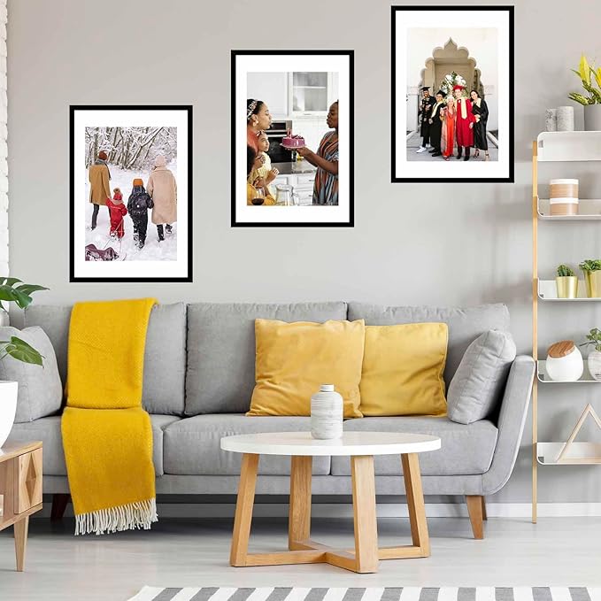 22.375x34 Picture Frame with 20x30 Mat Set of 2, Display Photo 20x30 with Mat or 22.375 x 34 Without Mat, Wall Hanging Large 22.375 by 34 Poster Frame with Plexiglass, 2 Pack, Black