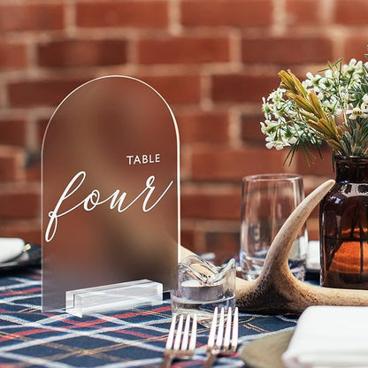 4x6 Inch Frosted Arch Acrylic Sign with Clear Stand-10 Pack Frosted Arched Acrylic Blank Table Signs with Holder, DIY Arch Sign Blank for Wedding Table Numbers